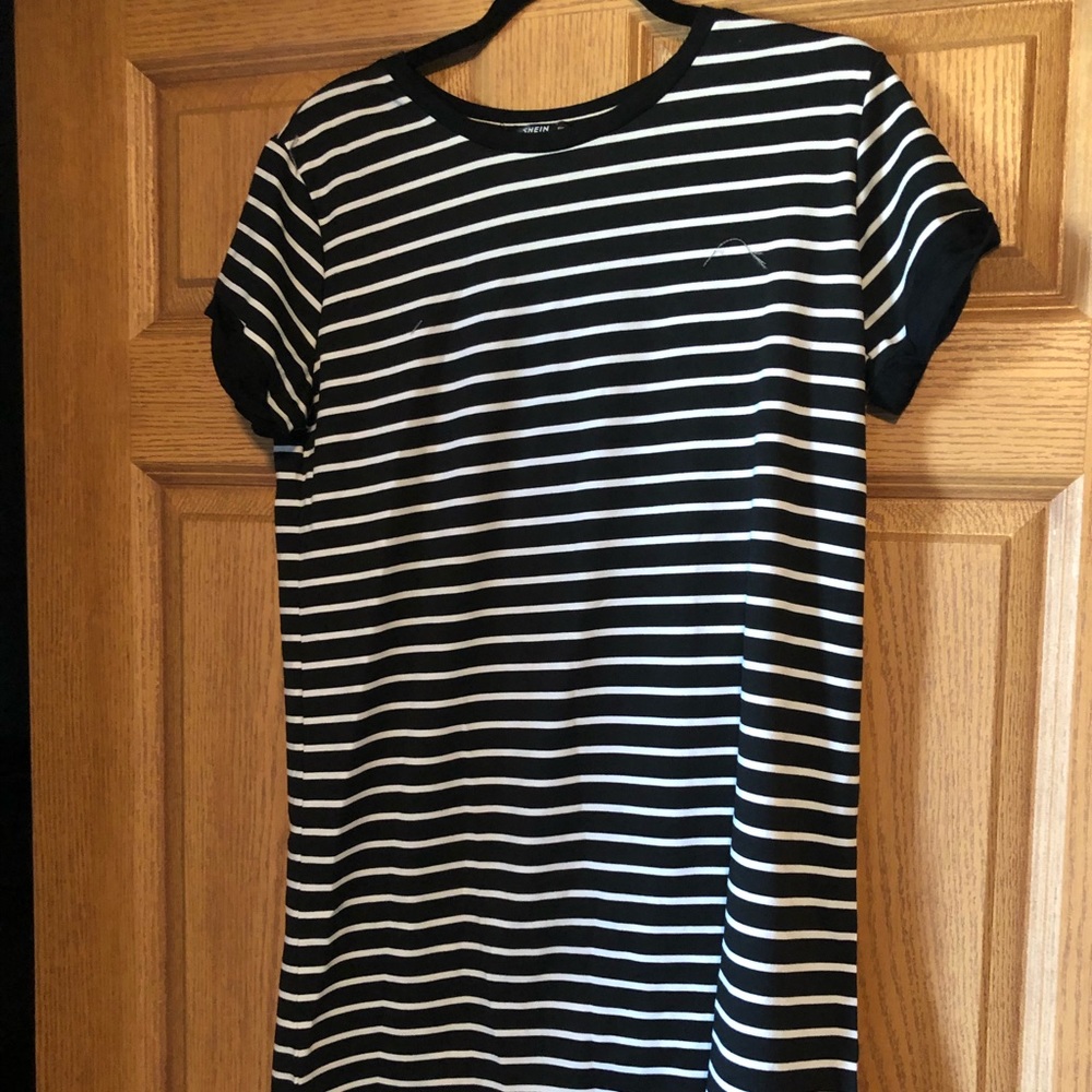 Black and White striped T-Shirt Dress